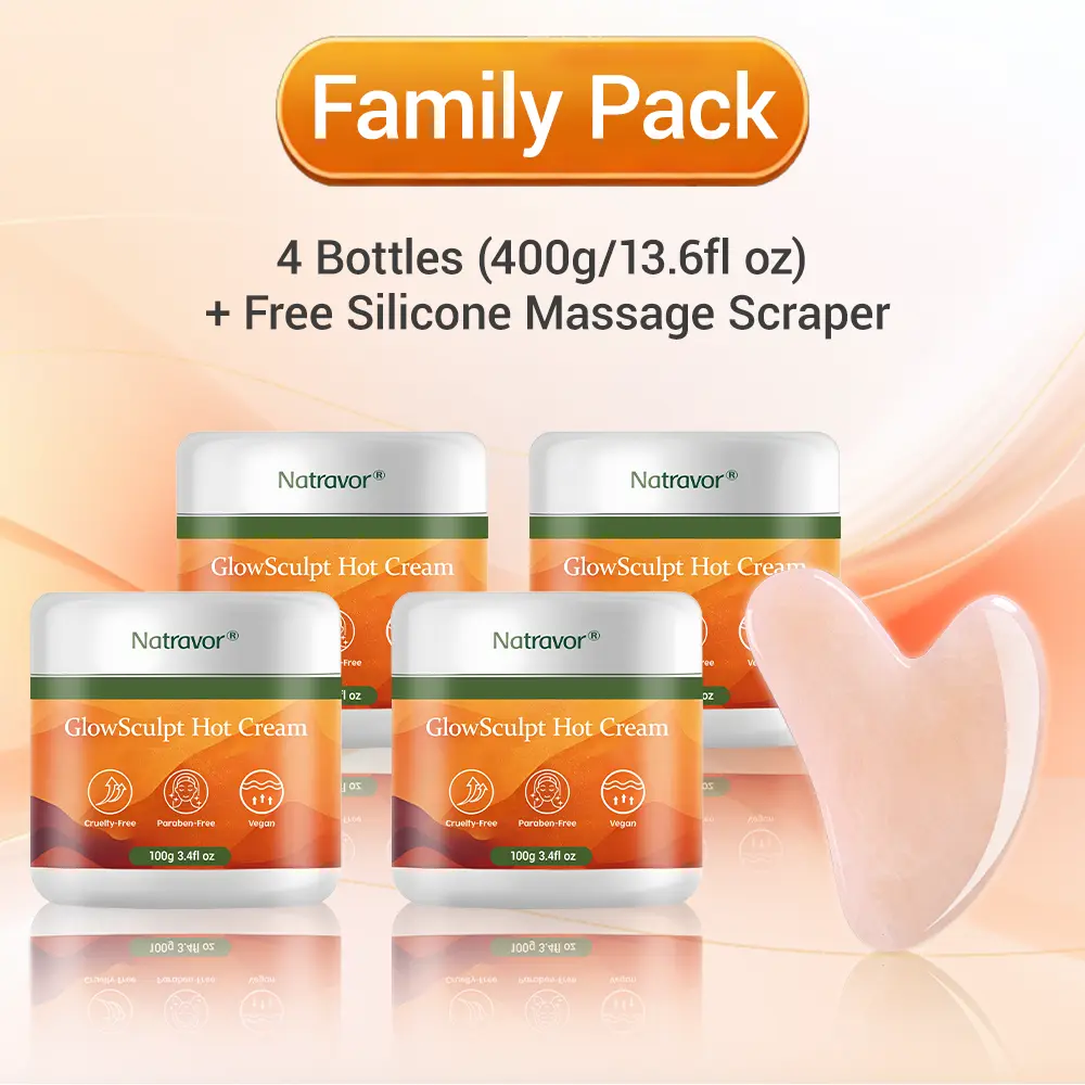 NATRAVOR® GlowSculpt Hot Cream Weight Fat Management, Anti-Cellulite, Edema Rescue, Stretch Mark Fading, Deep Hydration Relaxing Aroma - 100 Natural Ingredients