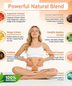 NATRAVOR® GlowSculpt Hot Cream Weight Fat Management, Anti-Cellulite, Edema Rescue, Stretch Mark Fading, Deep Hydration Relaxing Aroma - 100 Natural Ingredients