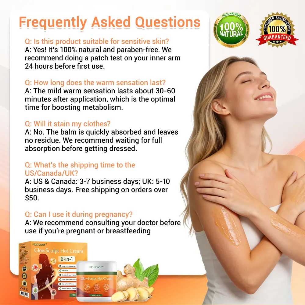 NATRAVOR® GlowSculpt Hot Cream Weight Fat Management, Anti-Cellulite, Edema Rescue, Stretch Mark Fading, Deep Hydration Relaxing Aroma - 100 Natural Ingredients