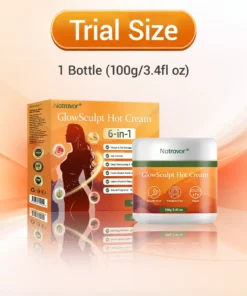 NATRAVOR® GlowSculpt Hot Cream Weight Fat Management, Anti-Cellulite, Edema Rescue, Stretch Mark Fading, Deep Hydration Relaxing Aroma - 100 Natural Ingredients