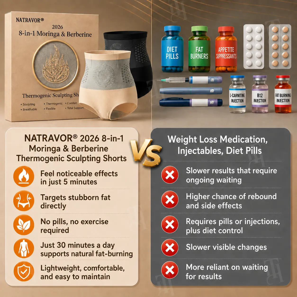 NATRAVOR® 2026 8-in-1 Moringa & Berberine Thermogenic Sculpting Shorts