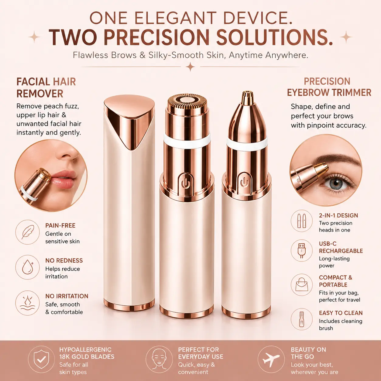 NATRAVOR® 2-in-1 Eyebrow & Facial Hair Trimmer